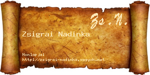 Zsigrai Nadinka névjegykártya